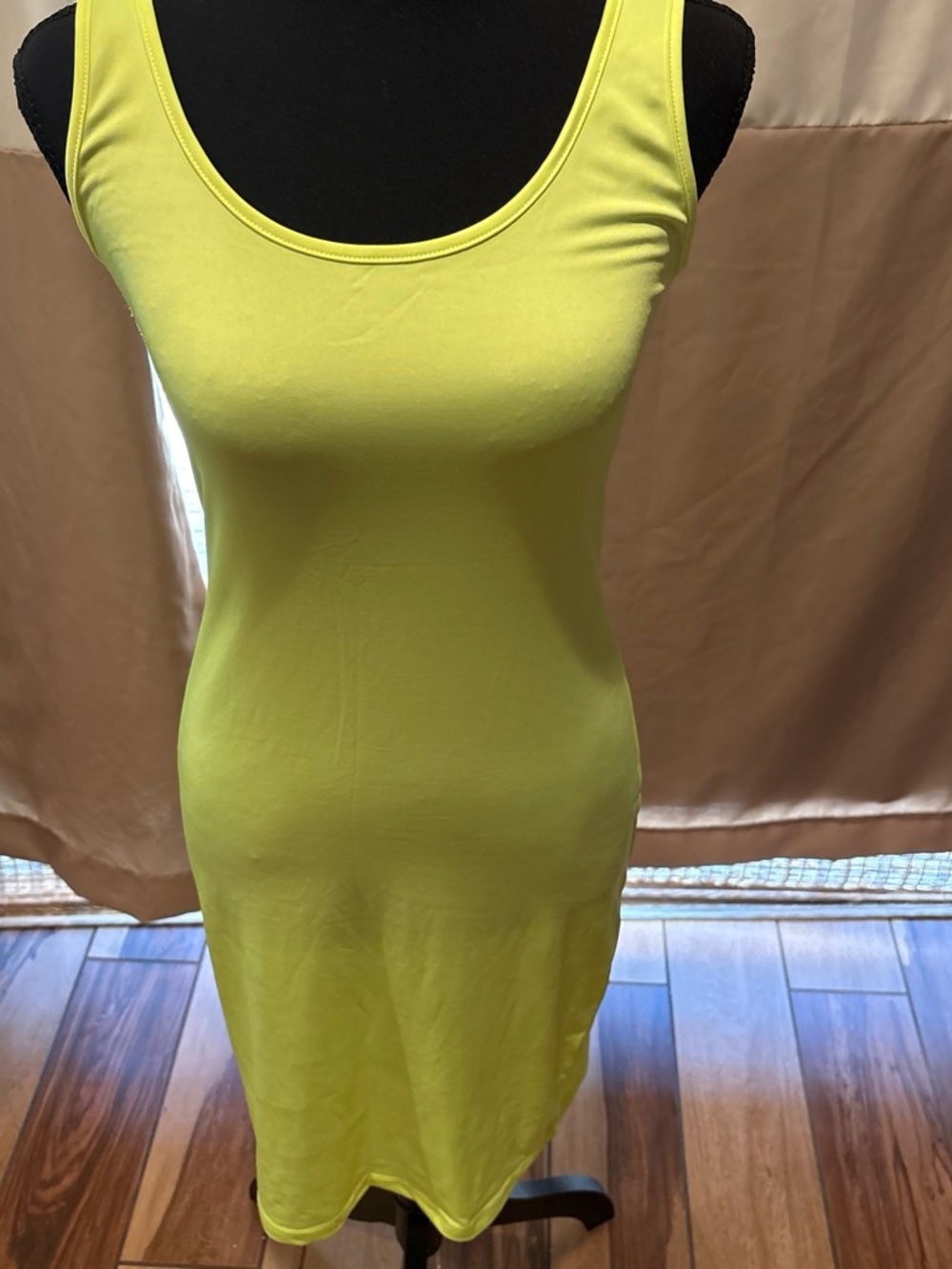 Women's Scoop Neck Tank Dress in Bright Lime